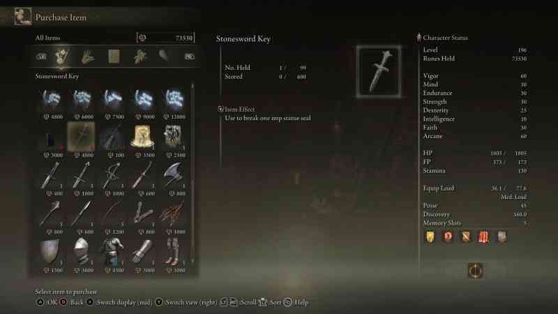 Stonesword Key locations in Elden Ring