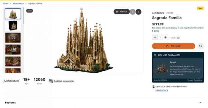 LEGO unveils biggest set ever with 12,060-piece Sagrada Familia model – full top 10