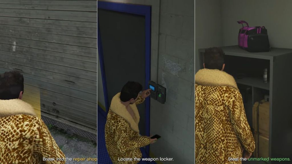 Getting the Unmarked Weapons inside the repair shop in GTA Online