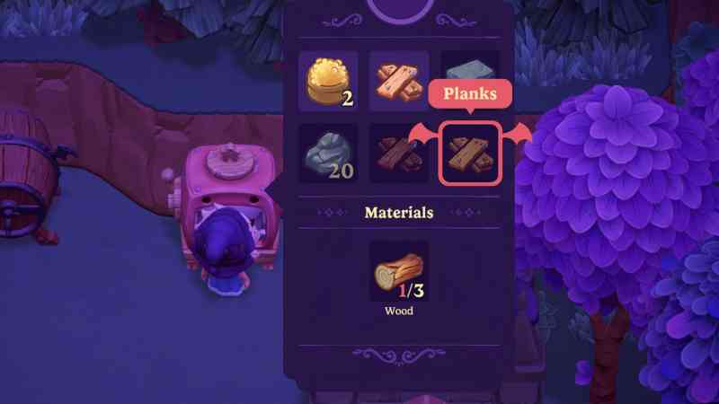 How to craft Planks in Moonlight Peaks