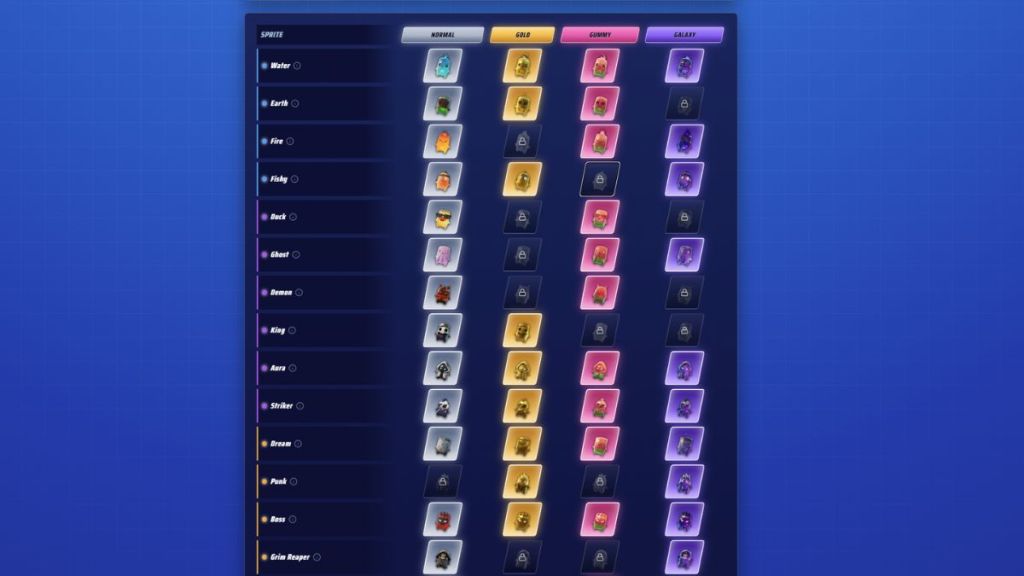 Fortnite Sprite Icons on Checklist
