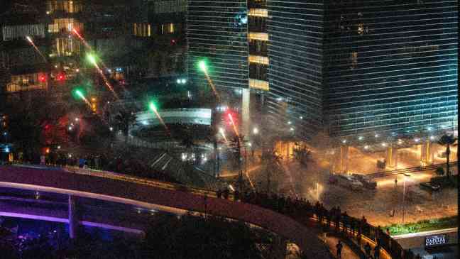 Mexico fans launch fireworks outside England hotel before World Cup clash